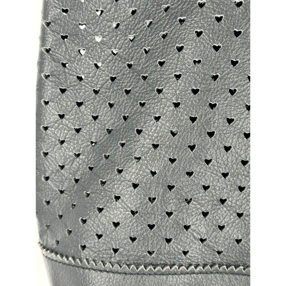 J. Crew Perforated Heart Tote Bag In Black Leather Large - Picture 2 of 10